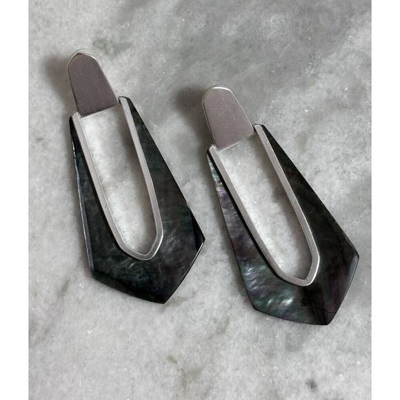 Kendra Scott Silver Abalone Long Abstract Dangle Drop Earrings - Picture 5 of 6